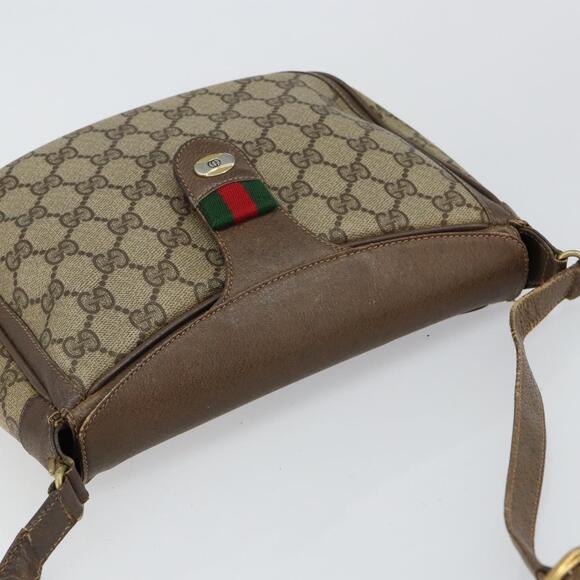 GUCCI GG Supreme Web Sherry Line Shoulder Bag Pvc Leather Beige Red - Picture 6 of 13